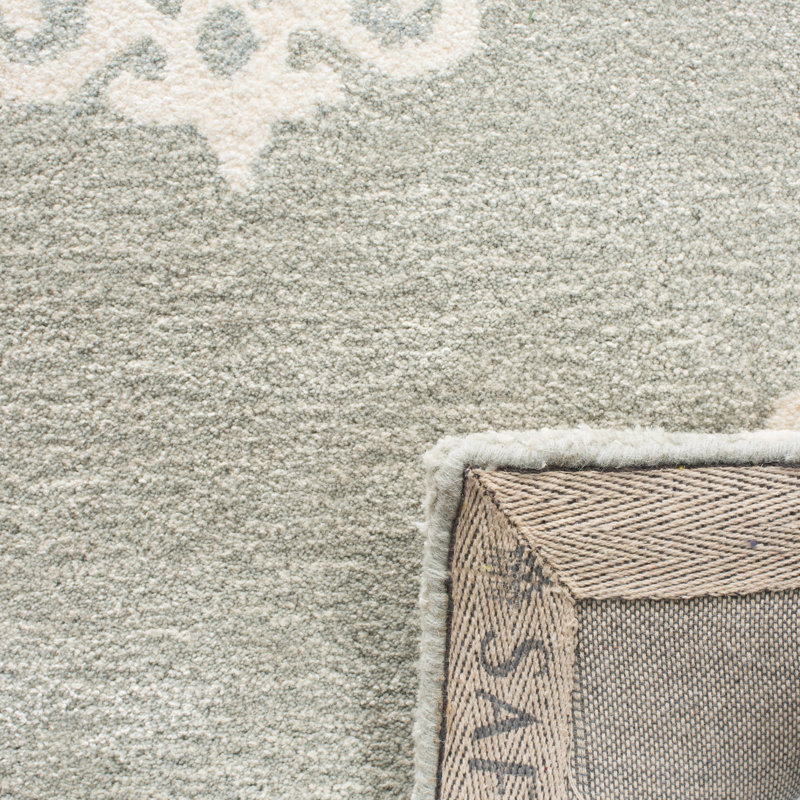 Candelo Hand Tufted Wool/Viscose Floral Rug in Gray/Ivory, Runner 2'6" x 12'
