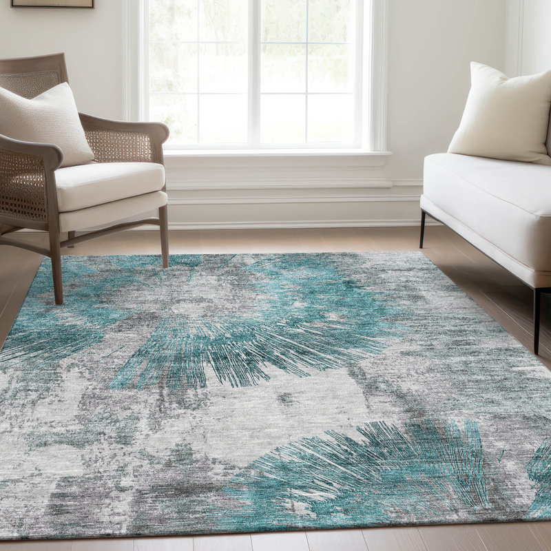 Mahaney Stain Resistant Abstract Area Rug , Rectangle 3' x 5'