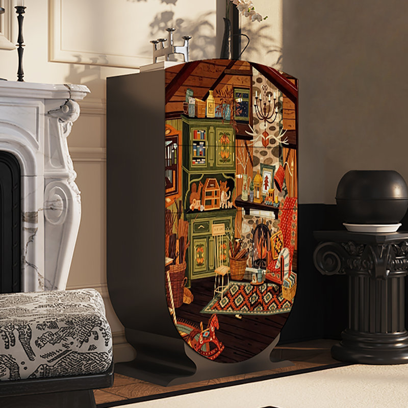 Armoire décorative American Country, Noir, noir, noir, noir