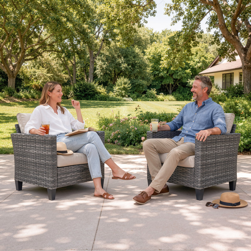 Chaise de patio avec coussins, Beige