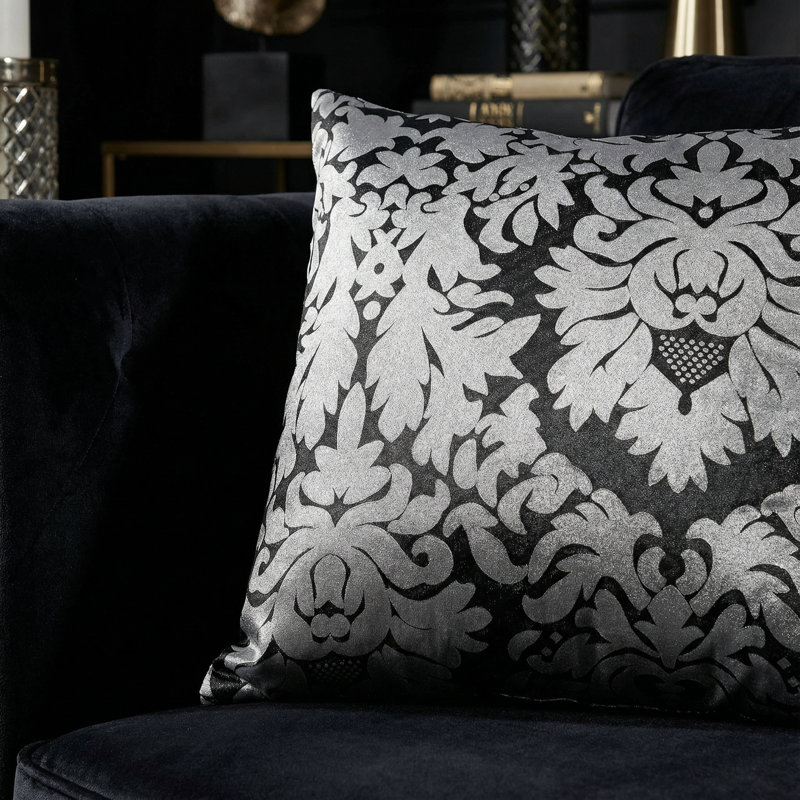  Damask Accent Throw Pillow, Silver