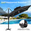Parasol extérieur rectangulaire en porte-à-faux à DEL 153 "x 116" avec base lestée-126655992