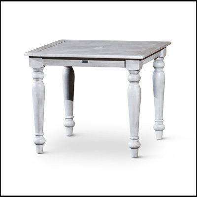 Table de salle à manger élégante et durable en eucalyptus carré avec finition résistante aux intempéries et trou de parasol central