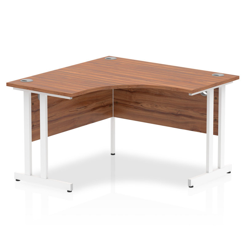 Impulse L-Shape Computer Desk, 73cm H x 160cm W x 120cm D, Right Hand Facing, Walnut/White