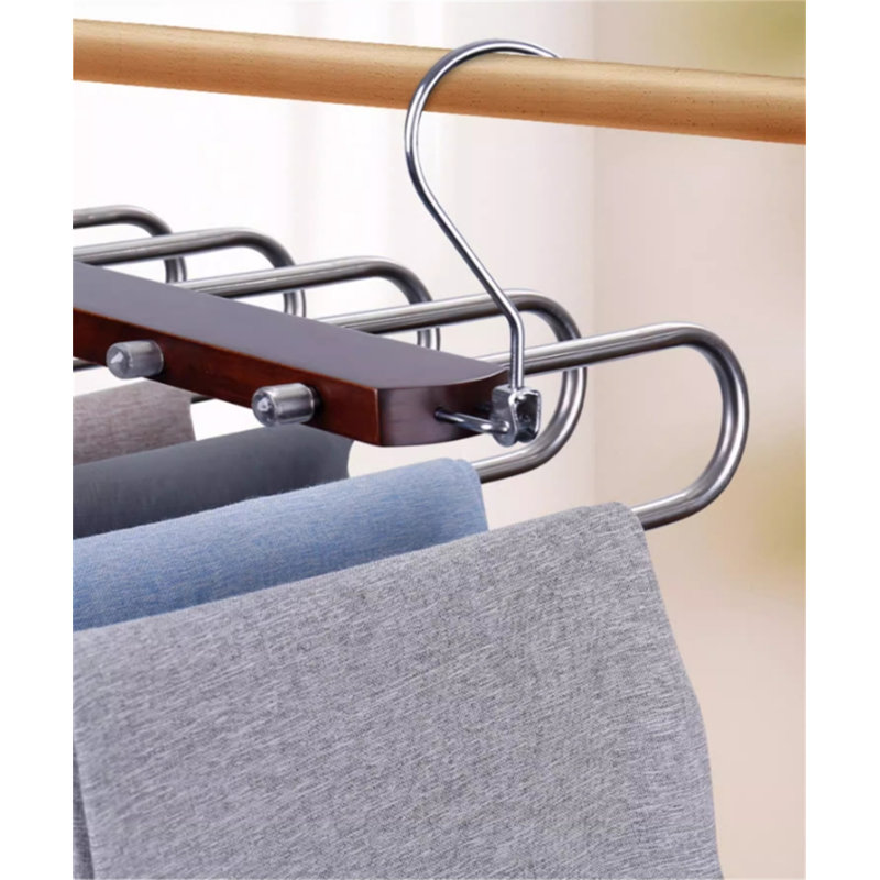 Porte-pantalons pliable en bois massif, 6