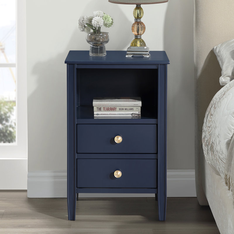 Ahouh 2-Drawer Storage Nightstand, Blue