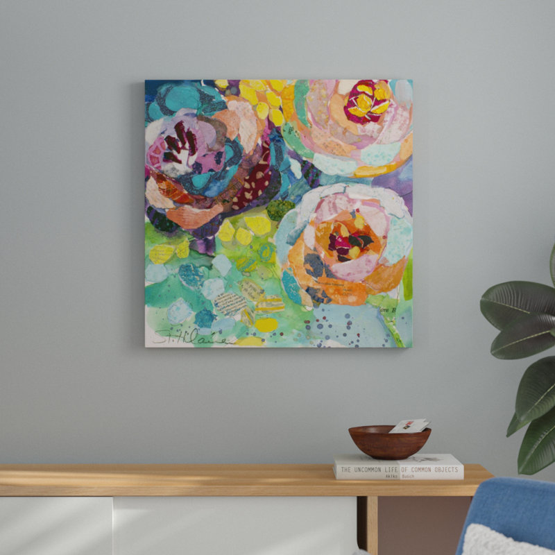 «Bold Blooms I», peinture sur toile, H 12 po x l 12 po, Toile tendue