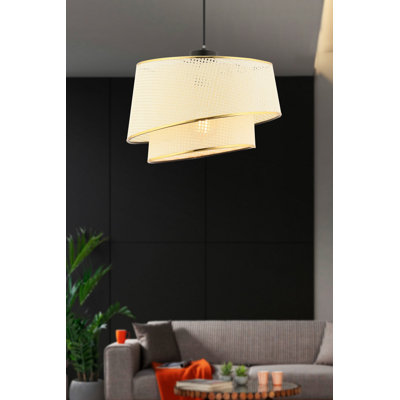 Élégant lustre en métal avec capuchon en tissu, 25,6 po x 25,6 po x 7,9 po | Certifié CE, douille E27 (60 W maximum) | Parfait pour la salle à manger, le salon et le vestibule | Luminaire élégant pour décoration intérieure moderne