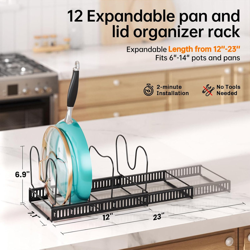 Expandable Pots And Pans Organizer Rack Under Cabinet