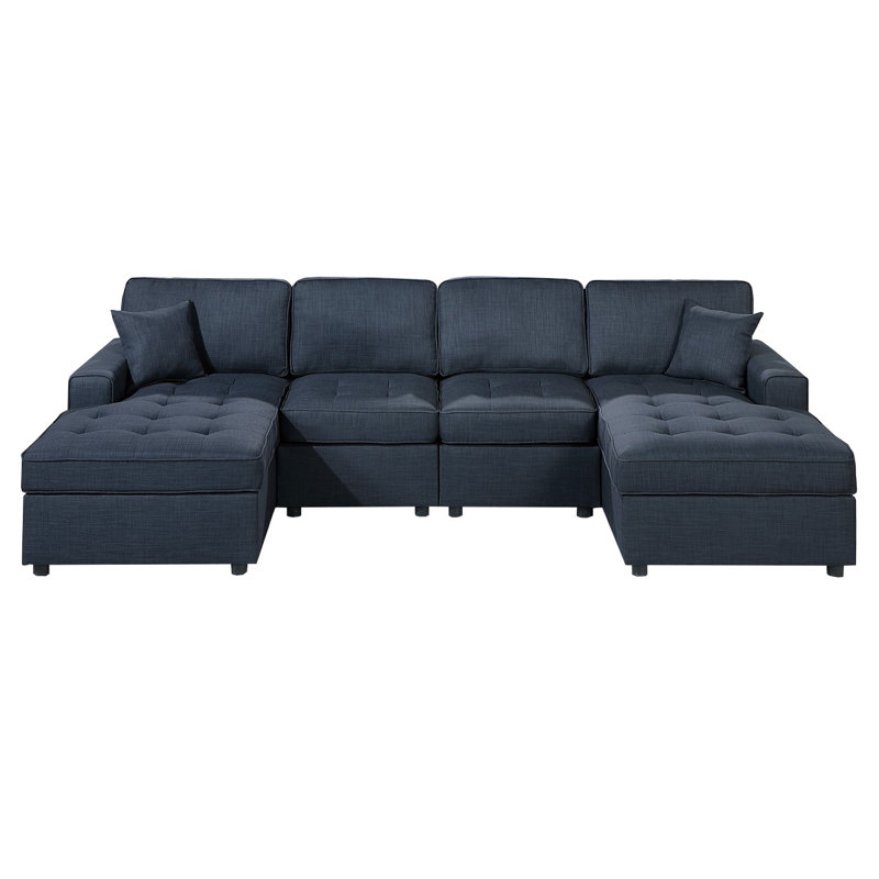 3-Piece Sectional Set, Blue Fabric