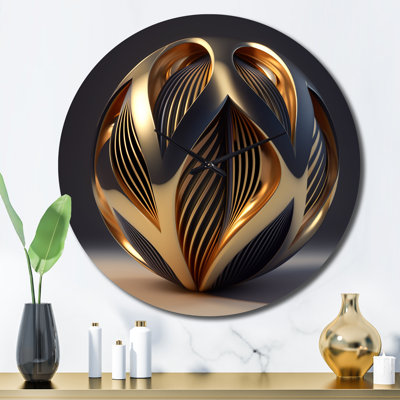 Horloge murale Op-Art Retro Gold