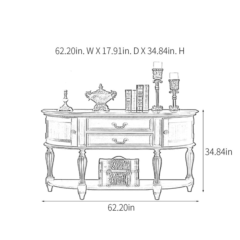 Console Rurale, H 34,84 po x l 62,20 po x P 17,91 po