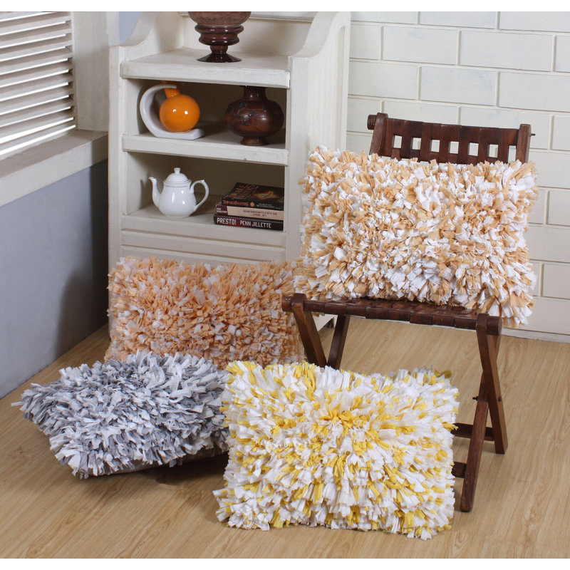 Abstract Cotton Throw Pillow, Yellow