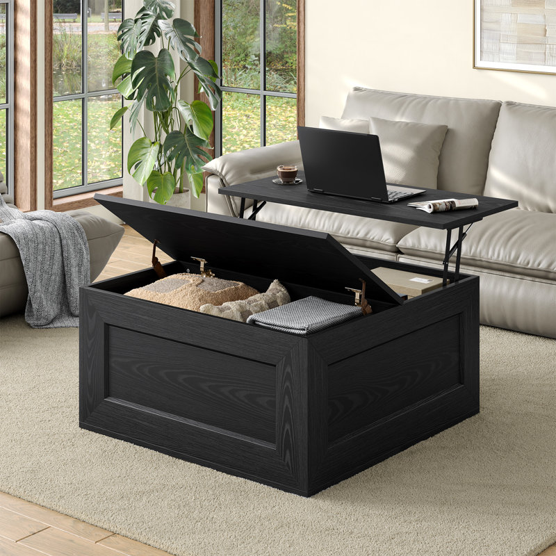 Bork Square Coffee Table For Living Room - 3 Colors Available (Black/Blue/White), Black