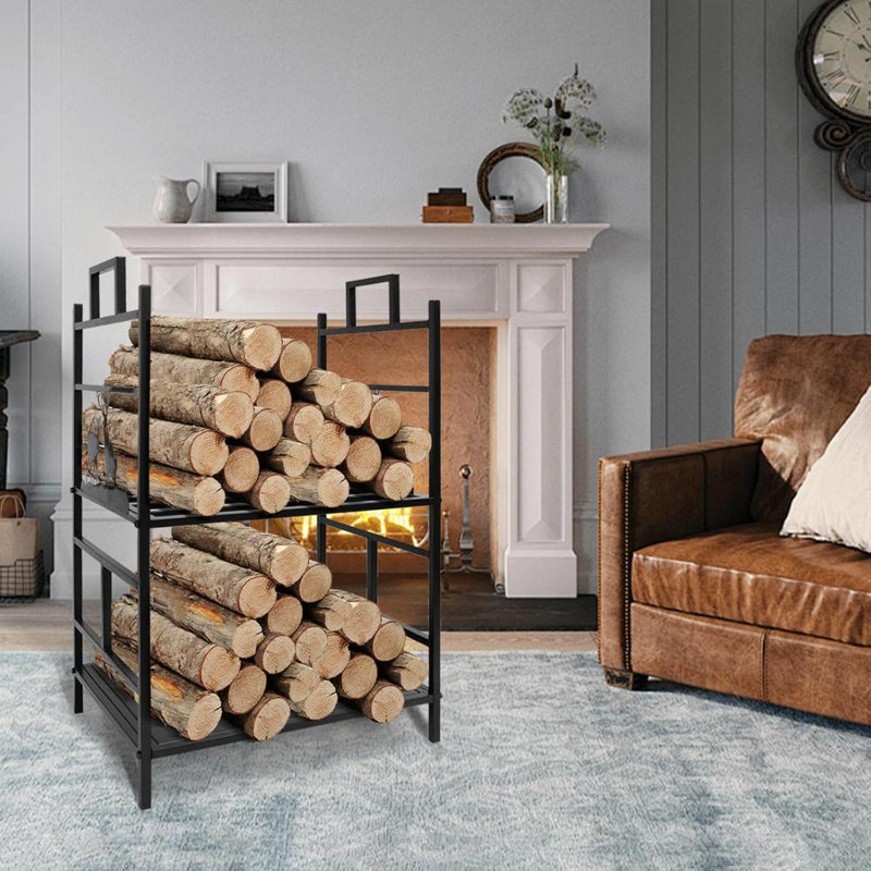 Support extérieur en bois de chauffage à deux couches antirouille