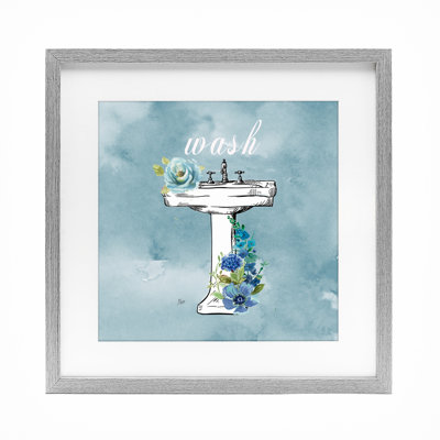 «Floral Bathroom Rules», impression encadrée sous verre, design par Nan