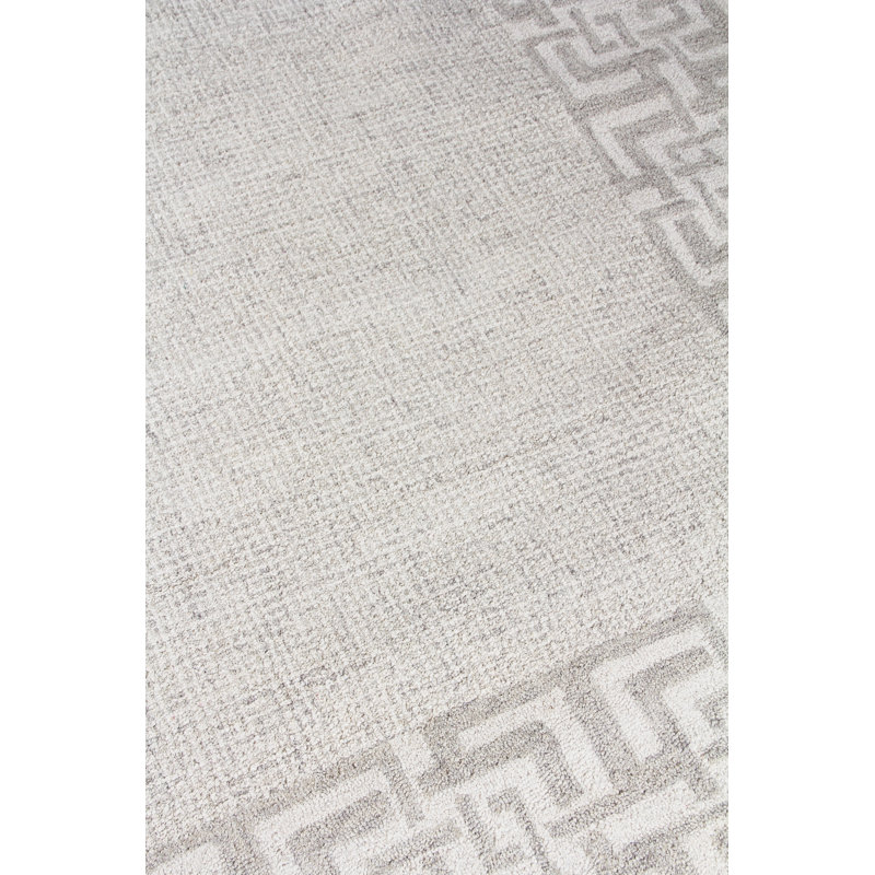 Caprice Oriental Handmade Wool Aqua Area Rug, Silver/Ivory, Rectangle 9' x 12'