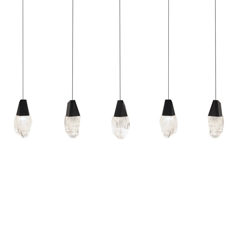 Martini 5 Light Crystal LED Multi-Light Pendant, Clear/White, Black