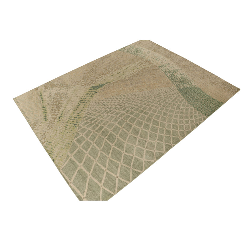 Distressed Homage Hand Knotted Wool Abstract Area Rug, Rectangle 6' x 9'
