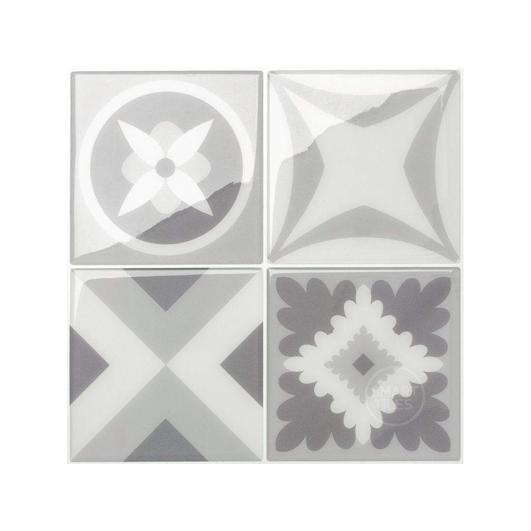 Peel and Stick Gel Backsplash Tile Vintage 9" x 9" (Set of 4) Peel and Stick Gel Backsplash Tile Vin Smart Tiles