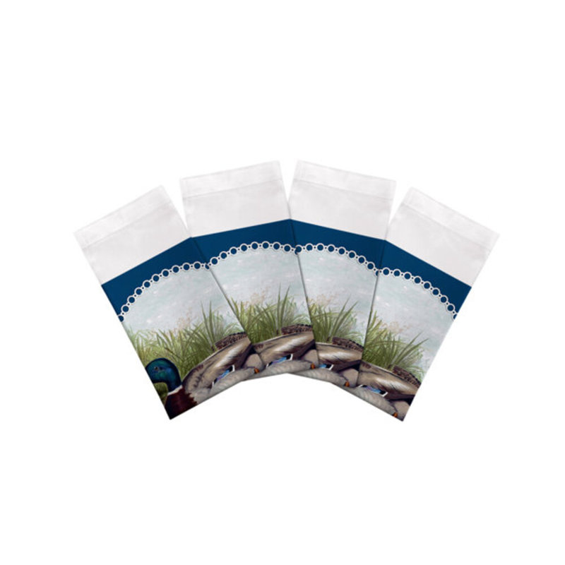 English Duck Pond Cotton Blend Square Napkins, Blue