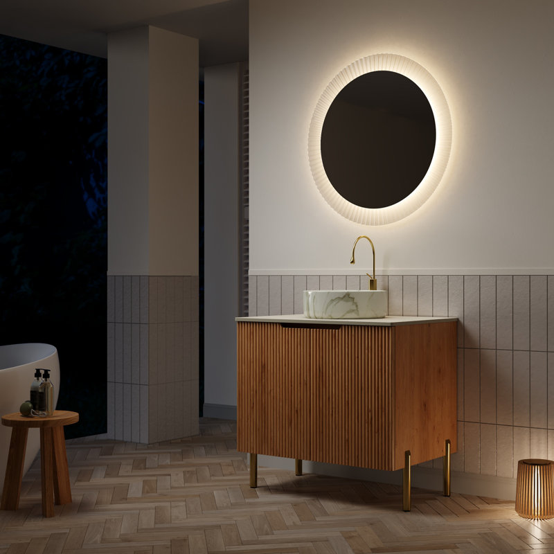 Meuble-lavabo simple avec plateau en pierre frittée