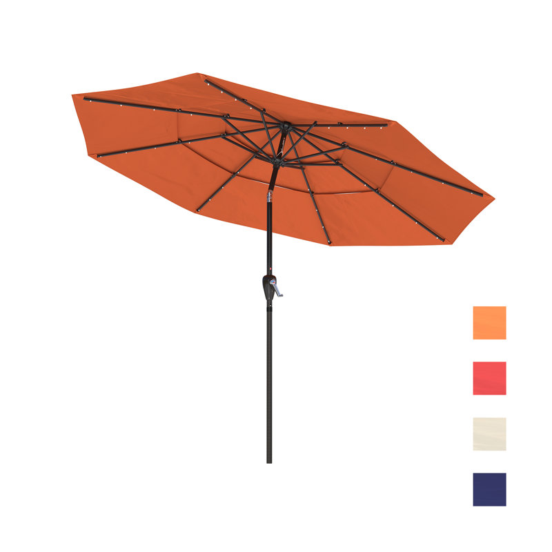 Parasol de marché éclairé 10 pi 10 po Lucianna, Orange