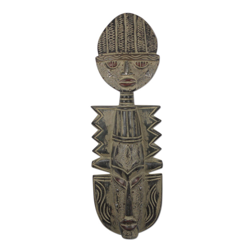 Décoration murale à masque en bois africain medoba