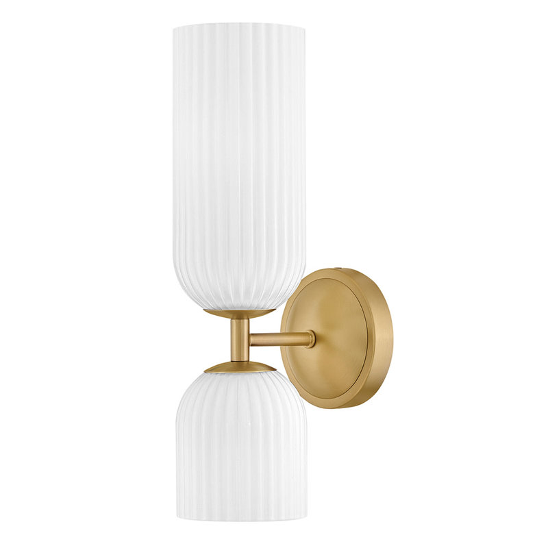 Refined Two-Light Ribbed Glass Bath Vanity Sconce, White