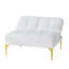Lit futon convertible avec pattes en métal doré, en tissu blanc, avec fonction et