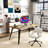 Modern Minimalist Solid Wood Desk and Chair Set Light Fabric Office Chair Metal Legs Home Office-573153526