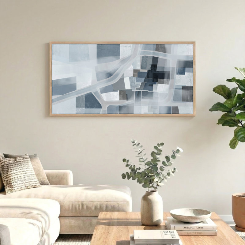 Abstrait géométrique sur toile, ensemble de 1 reproduction d'art sur toile, Naturel, L 48 po x H 24 po