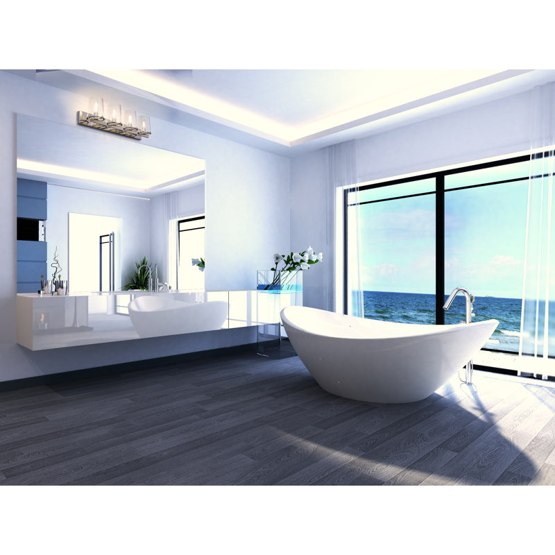 Éclairage pour salle de bain à intensité variable 4 lumières Ahmaud, Nickel poli