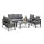 Ensemble de conversation de patio 5 pièces en aluminium 5 pièces, canapé d'extérieur 7 places avec coussins épais gris foncé et structure grise et table basse