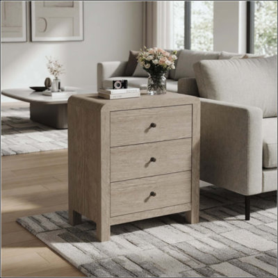 3 Drawer Chest of Drawers - Modern Rounded Corner Design