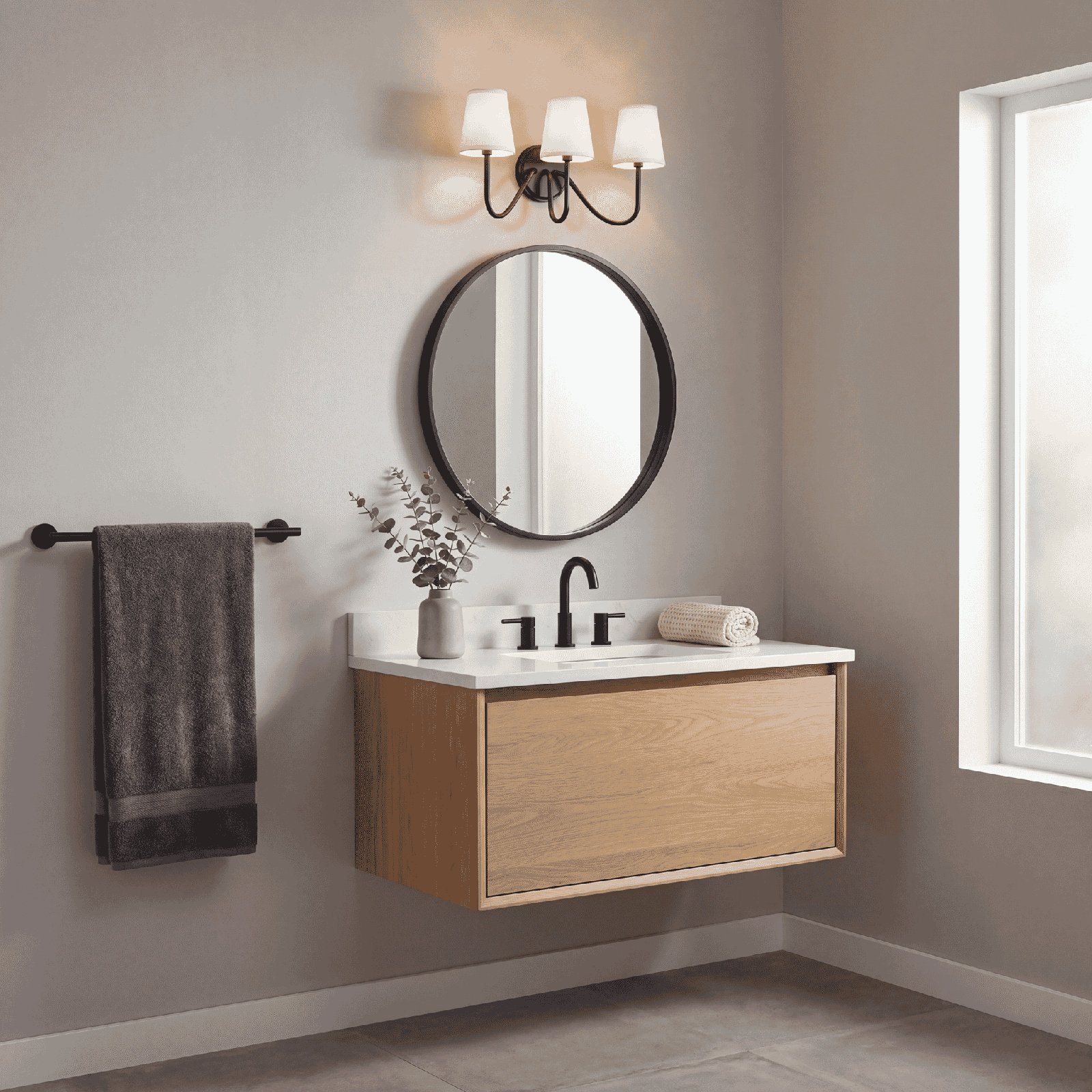 Mariposa 3-Light Dimmable Armed Sconce, Natural Brass