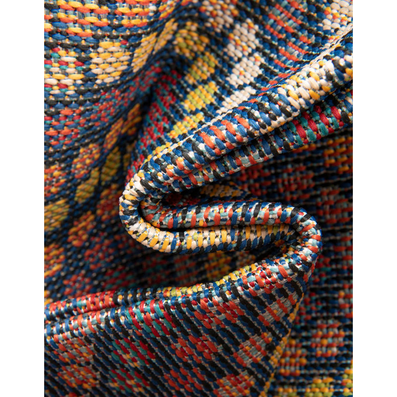 Gracye Geometric Indoor / Outdoor Rug, Round 6'1"