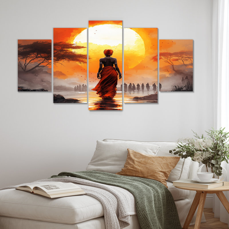 «Orange African Journey III», ensemble d'art mural paysage africain