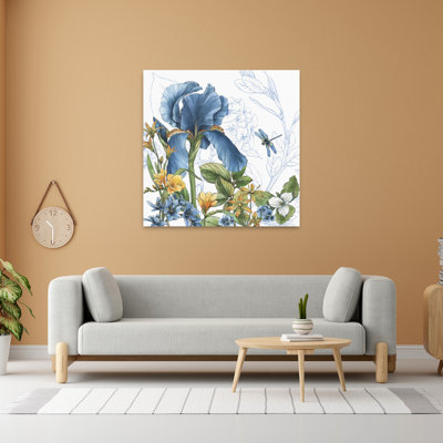 Art floral contemporain bleu botanique iv