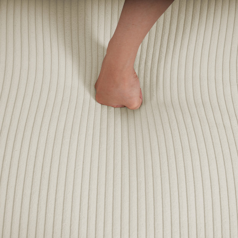 Fauteuil en velours côtelé avec repose-pieds Redenius, Velours côtelé beige