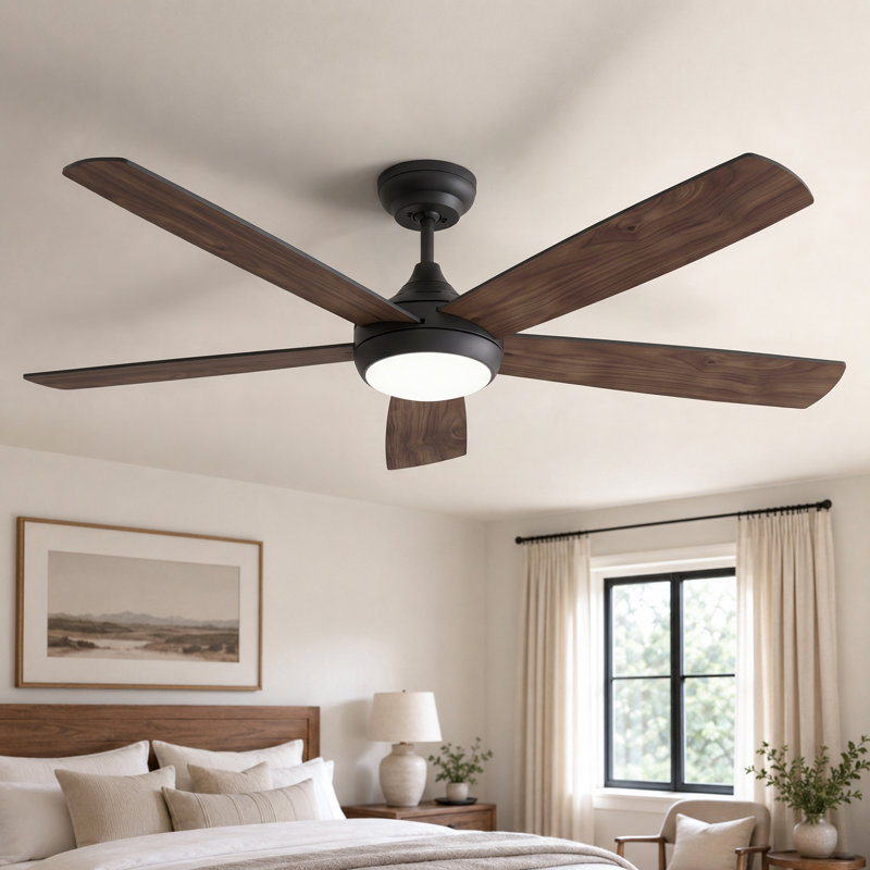 Ventilateur de plafond intelligent 48 po avec ensemble d'éclairage inclus, WiFi / APP / Voix / Télécommande, moteur à courant continu réversible à 5 pales et à faible bruit à 5 pales