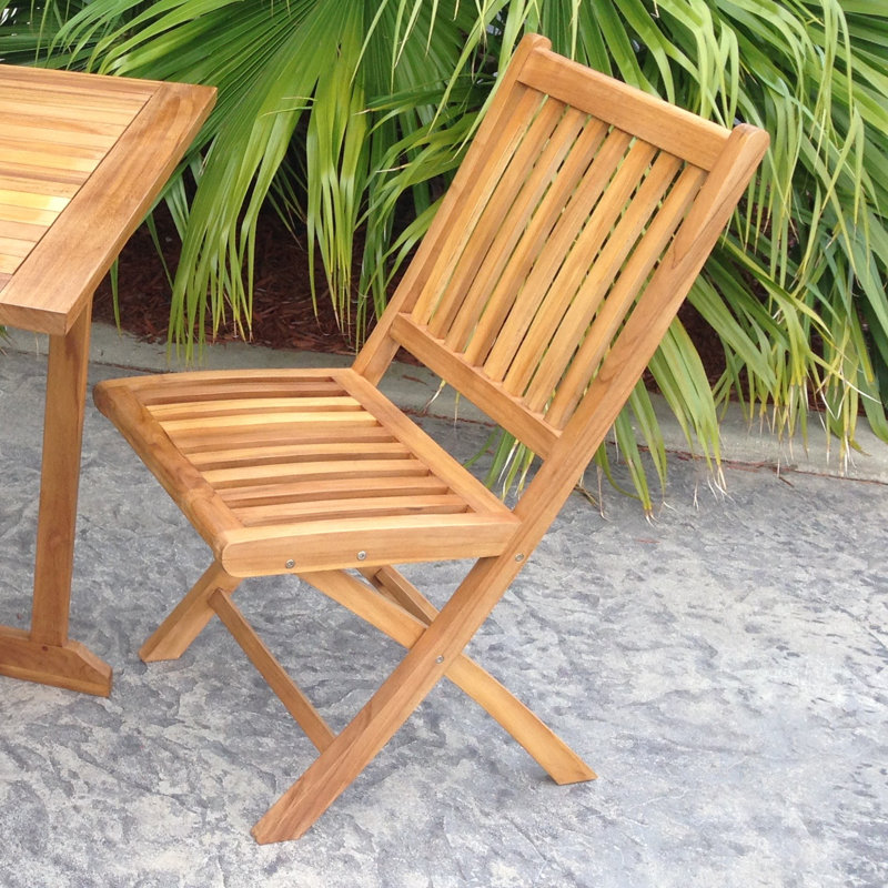 Chaise de patio pliante teck Everleigh