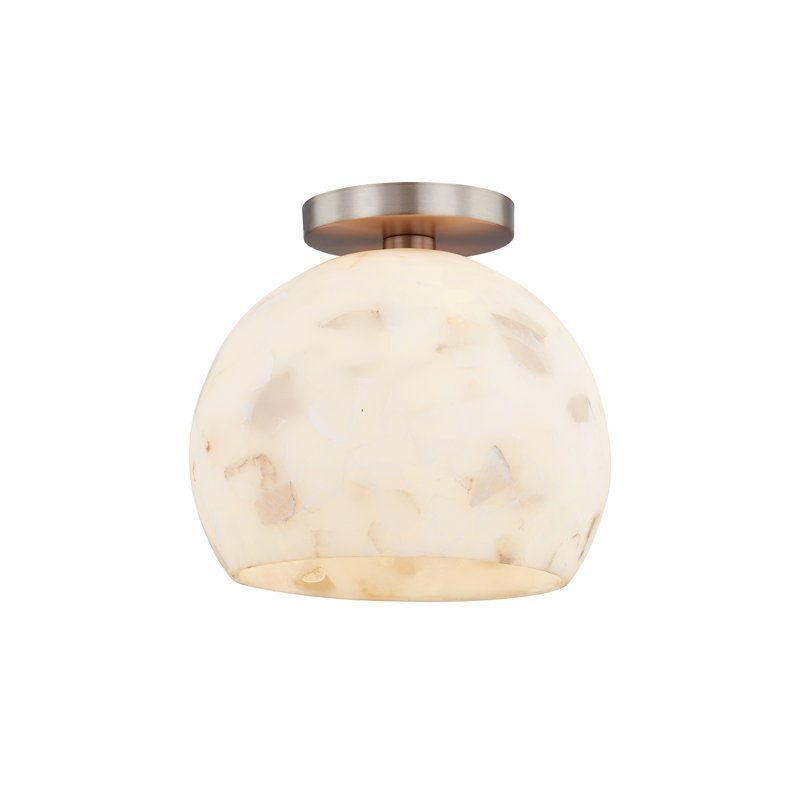 Alabaster Rocks! - Globe Medium Semi-Flush, Brushed Brass