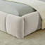 Lit très grand beige avec revêtement en chenille épais et tête de lit, plateforme moderne pour tissu de chambre à coucher de couleur contemporaine