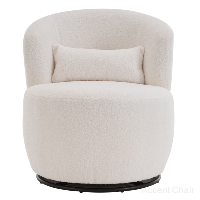 Upholstered Swivel Side Chair, White Teddy