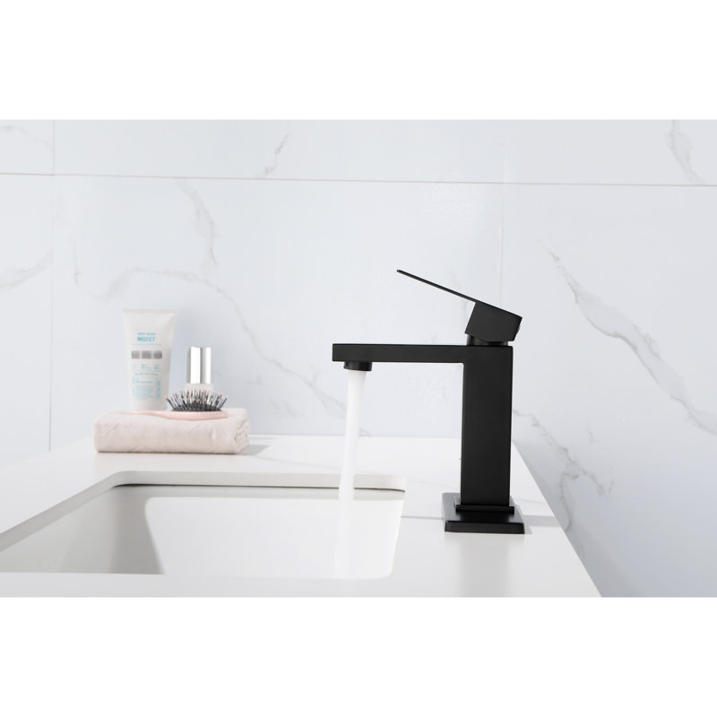 Single Handle Waterfall Spout Bathroom Faucet In Matt Black, Vanity Sink Faucet, Constructed With Stainless Steel For Durability, Corrosion And Fingerprint- Surface Treatment, Peaceful Balanced Water
