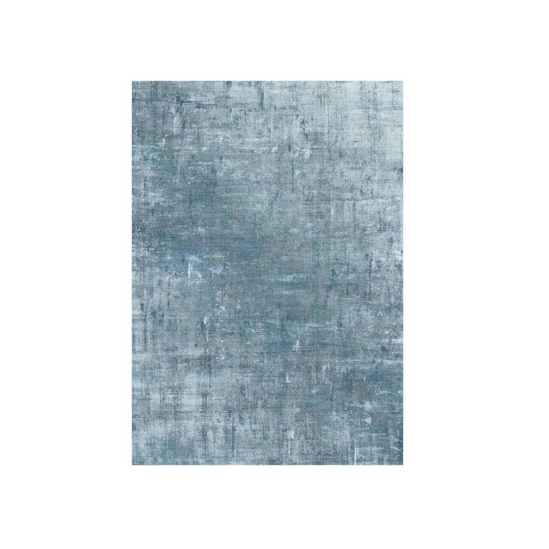 Distressed Blue Abstract Area Rug 5 x 7 Ft for Bedroom, Blue Gray