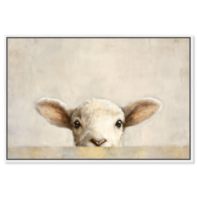 "Shy Peek II", reproduction d'art sur toile encadrée par Art Remedy, cadre blanc, 36 x 24
