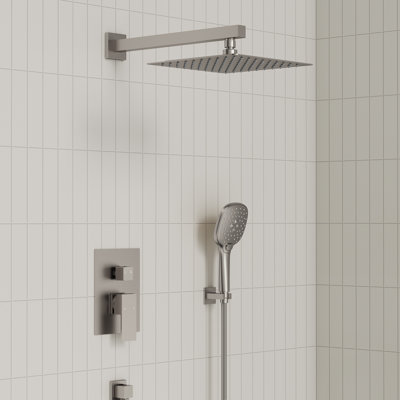 Pressure-Balanced Shower System, 10-Inch RainfallShower Faucet with Rough-in Valve