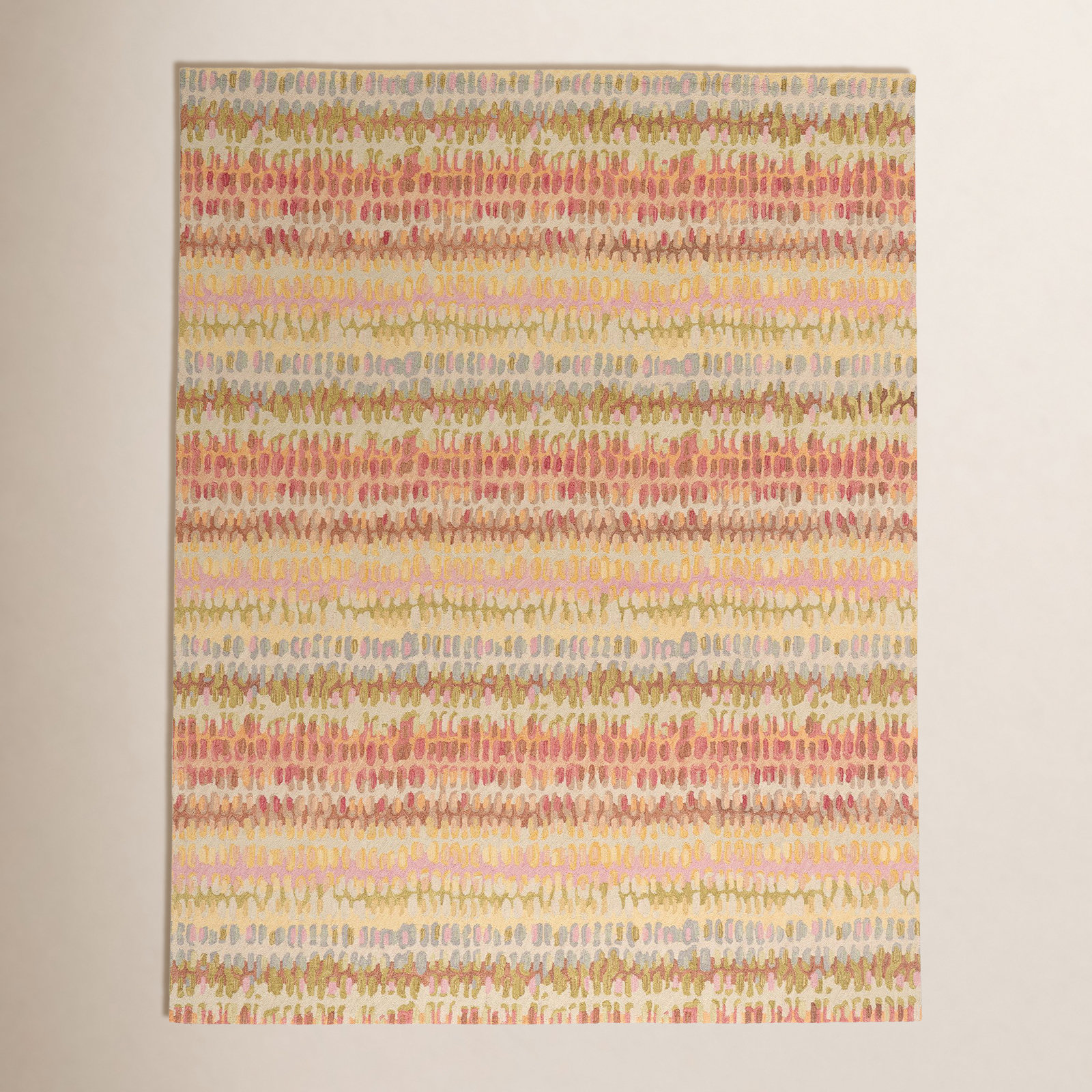 Paint Chip Pastel Hand-Hooked Abstract Wool Rug, Rectangle 2' x 3'